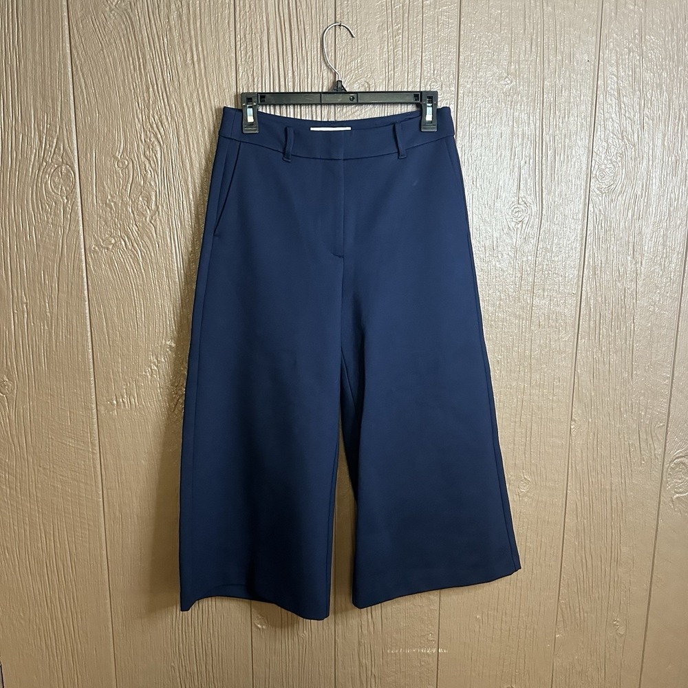 Boden Womens Hampshire Ponte Culottes Crop Pants Sz 6P Wide Leg Navy Blue Career